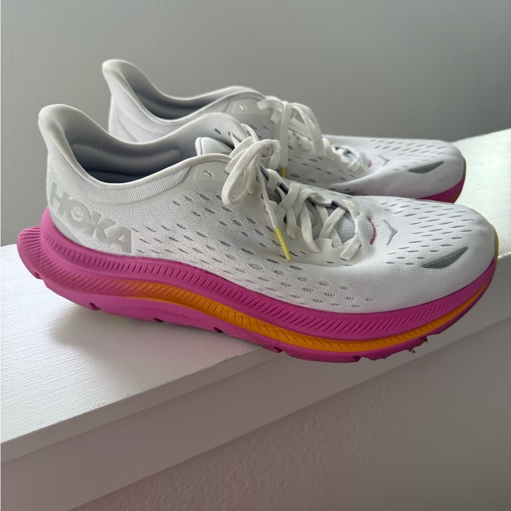 Hoka Women's White and Pink Running Shoes